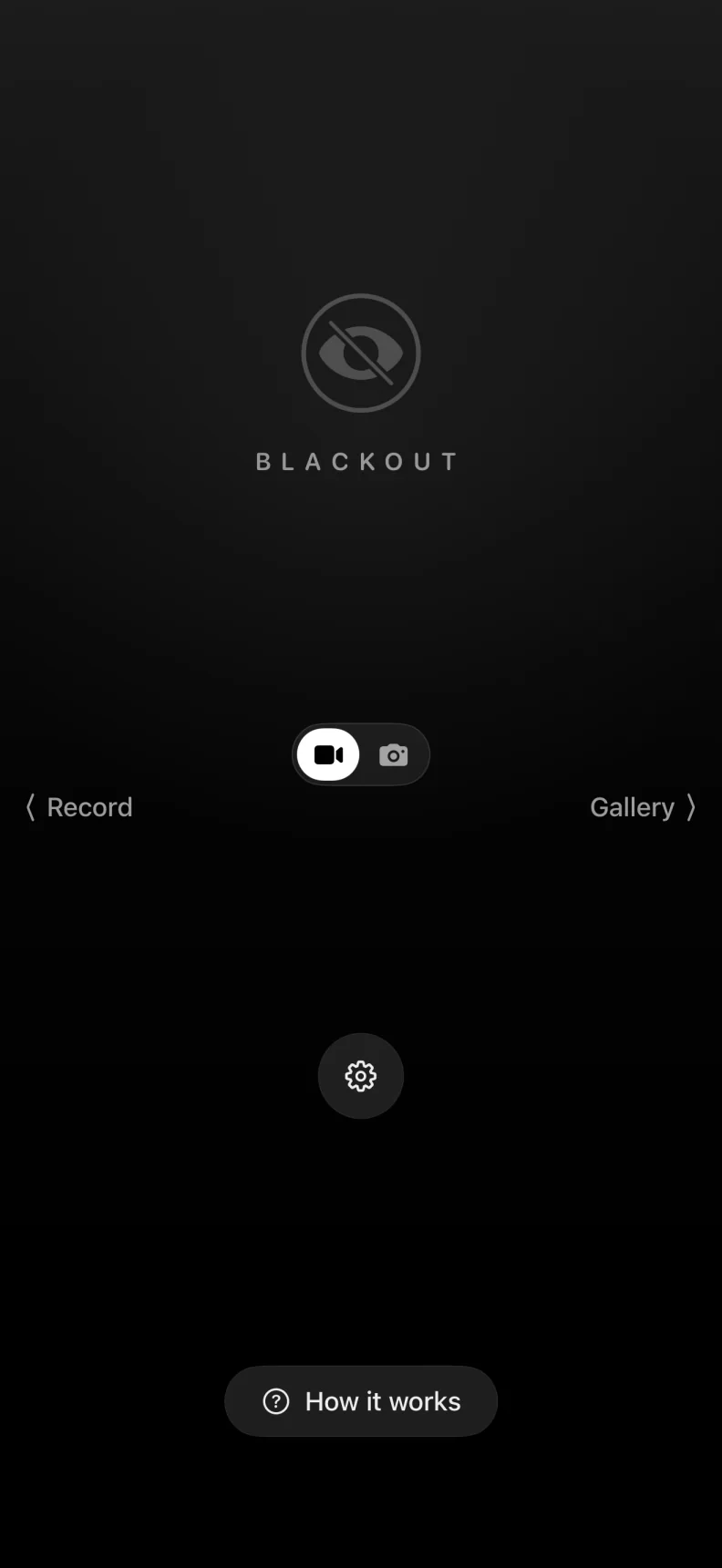 Capture selection screen in BlackOut Camera